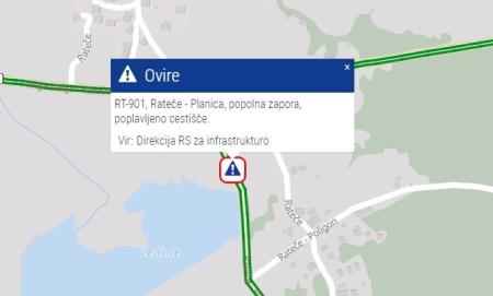 zaprta cesta Rateče - Planica vir spletna stran promet.si 